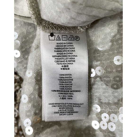 Michael Kors Beige Sequin Tank Sleeveless Top Cami Size Medium - Picture 6 of 6